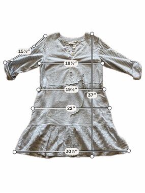 LOFT Light Blue Gingham Tiered Button-Front Mini Dress